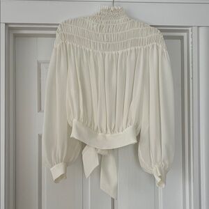 Frame Denim Cream Smocked Blouse